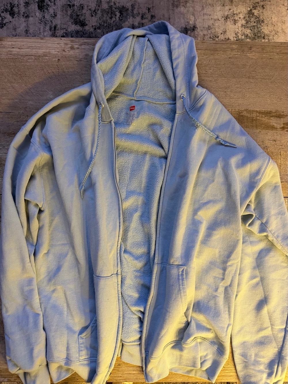 Hanes Light Blue Full-Zip Hooded Bomber Jacket